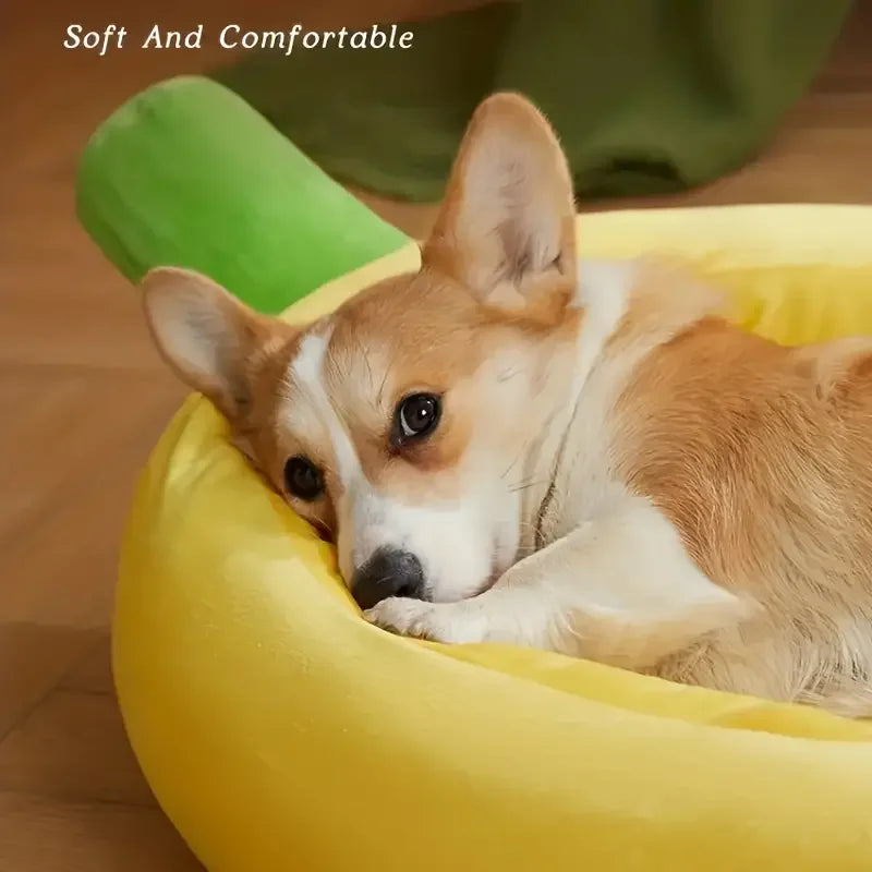 Dog Bed Cozy Banana Shaped Nest Pet Bed Durable Detachable & Washable Plush Warm Sanctuary for Small/Medium/Large Dogs & Cats